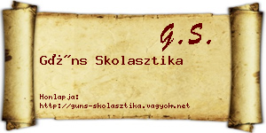 Güns Skolasztika névjegykártya